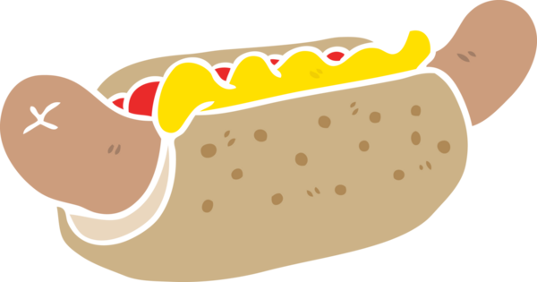 Bir insan tarafından çizilmiş düz renkli bir sosisli.