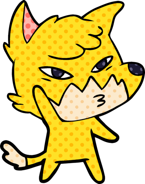 Bir insan tarafından çizilmiş akıllı çizgi film tilkisi.