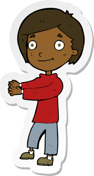 Bir insan tarafından çizilmiş mutlu bir çocuğun çıkartması.