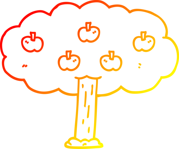 Bir insan tarafından çizilmiş bir elma ağacının sıcak gradyan çizimi