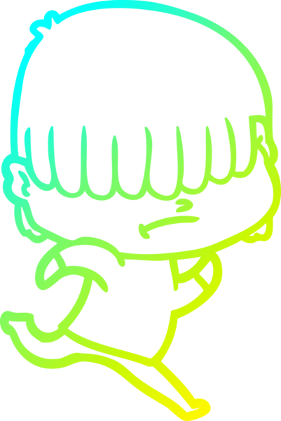 Bir insan tarafından çizilmiş dağınık saçlı bir çizgi film çocuğu çizimi.