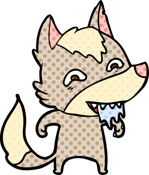 Bir insan tarafından çizilmiş aç kurt çizgi filmi.