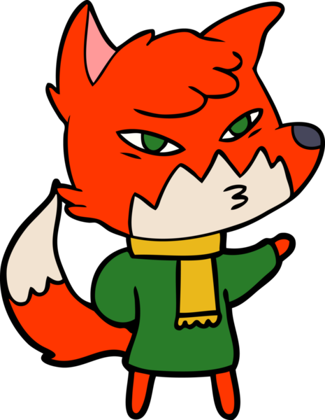 Bir insan tarafından çizilmiş akıllı çizgi film tilkisi.