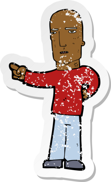 Bir insan tarafından çizilmiş sert bir adamın çizdiği karikatür yapıştırması.