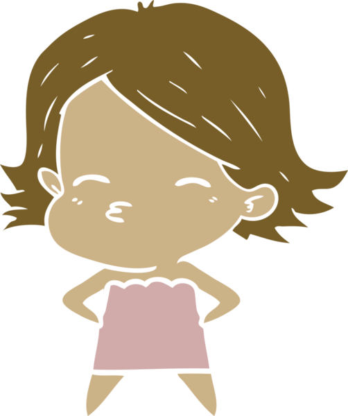 Bir insan tarafından çizilmiş düz renkli karikatür kadın