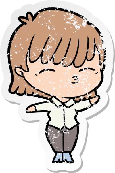 Bir insan tarafından çizilmiş karikatür bir kadının sıkıntılı çıkartması.