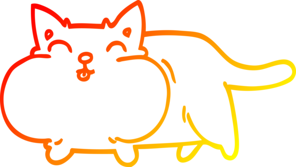 Bir insan tarafından çizilen mutlu çizgi bir kedinin sıcak gradyan çizimi