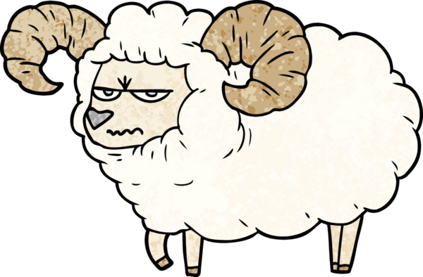 Bir insan tarafından çizilmiş kızgın bir koç.