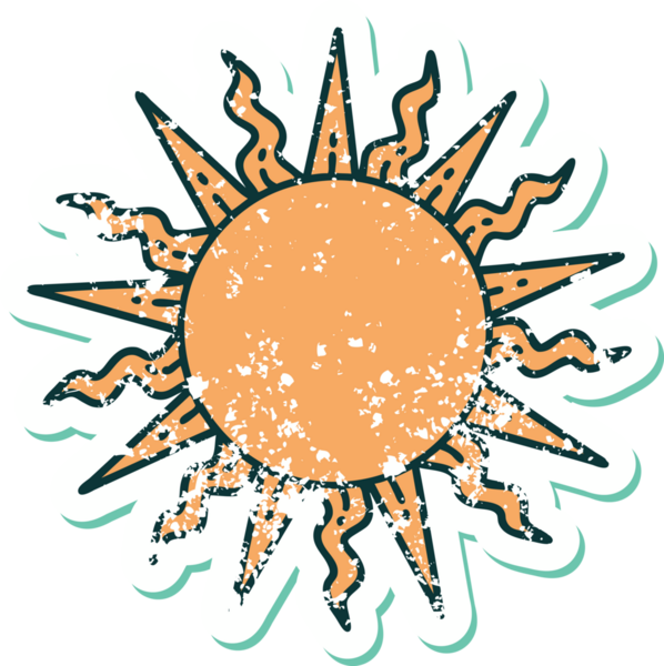 Bir insan tarafından çizilmiş bir güneşin sembolik dövmesi.