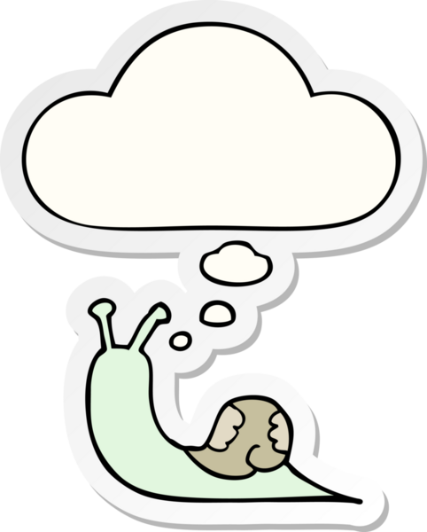 Düşünce baloncuklu karikatür salyangozu insan tarafından çizilmiş bir çıkartma.