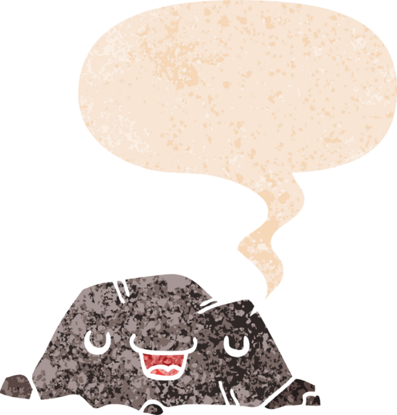 Bir insan tarafından çizilmiş, grunge 'de konuşma baloncuğu olan karikatür rock' ı.