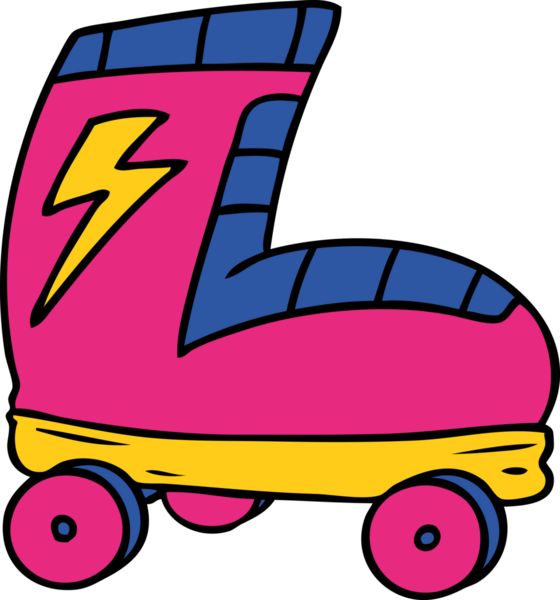 Bir insan tarafından çizilmiş el çizimi karikatür paten çizimi.