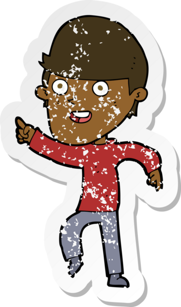 Bir insan tarafından çizilmiş mutlu bir adamın karikatür yapıştırması.