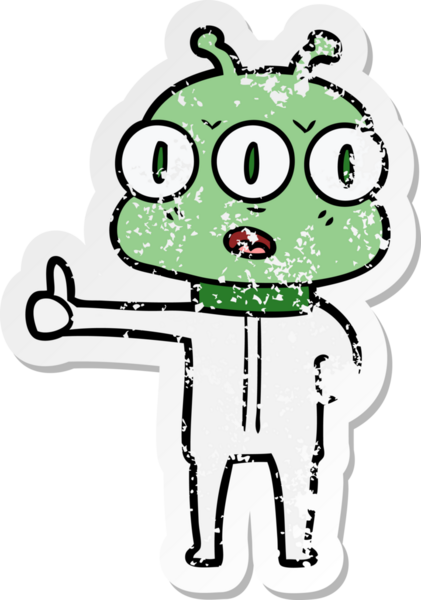 Bir insan tarafından çizilmiş üç gözlü bir karikatür çıkartması.