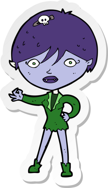 Bir insan tarafından çizilmiş vampir bir kızın çıkartması.