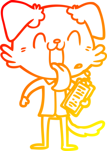 Bir insan tarafından çizilmiş pano ile nefes nefese kalan bir köpeğin sıcak çizgi çizimi