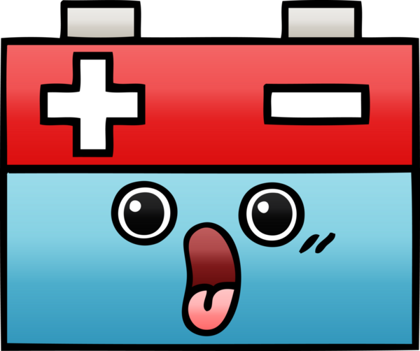 Bir insan tarafından çizilmiş bir araba aküsünün gölgelenmiş karikatürü