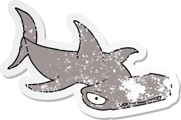 Bir insan tarafından çizilmiş çekiç başlı köpek balığının sıkıntılı çıkartması