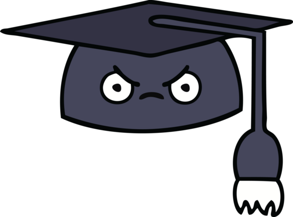 Mezuniyet şapkası bir insan tarafından çizilmiş şirin bir çizgi film.