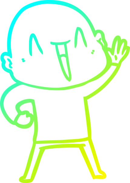 Bir insan tarafından çizilmiş, mutlu, kel bir adamın çizdiği soğuk çizgi.