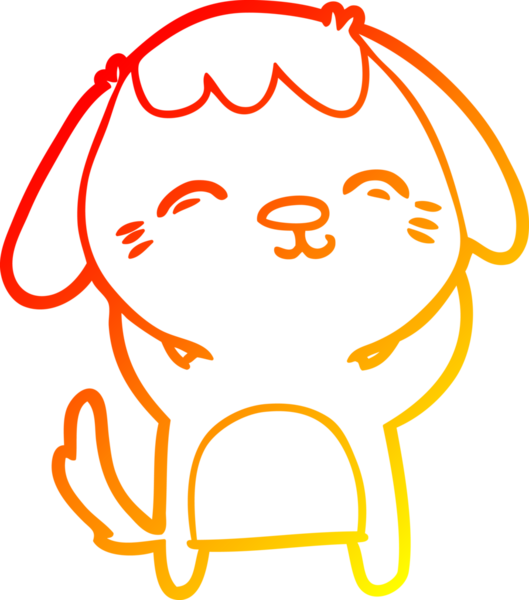 Bir insan tarafından çizilmiş mutlu çizgi film köpeğinin sıcak çizgi çizimi