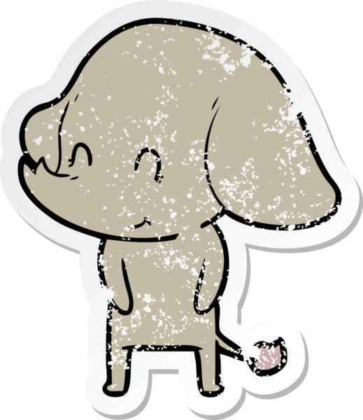 Bir insan tarafından çizilmiş şirin bir filin sıkıntılı çıkartması