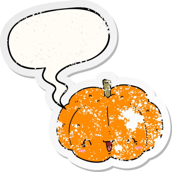 Konuşan balkabağı bir insan tarafından çizilmiş sıkıntılı eski bir çıkartma