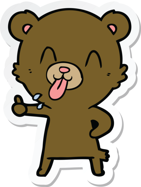 Bir insan tarafından çizilmiş kaba bir çizgi film ayısının çıkartması.