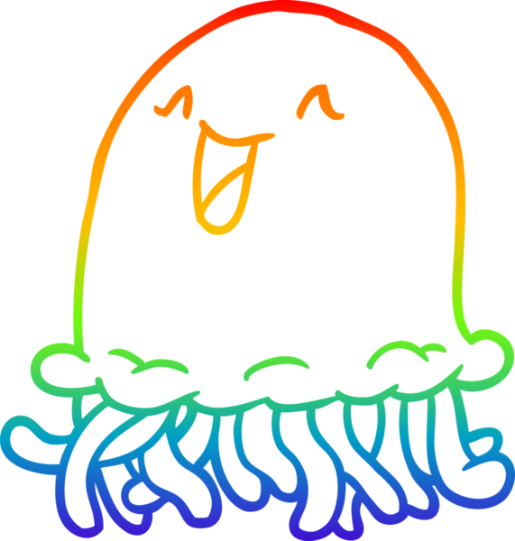 gökkuşağı gradyan çizgisi Mutlu bir denizanasının çizimi Bir insan tarafından çizilmiş