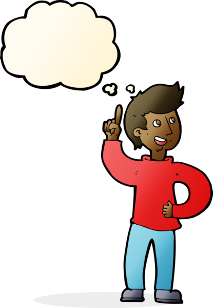 Bir insan tarafından çizilmiş düşünce baloncuğu fikri olan çizgi film adamı.