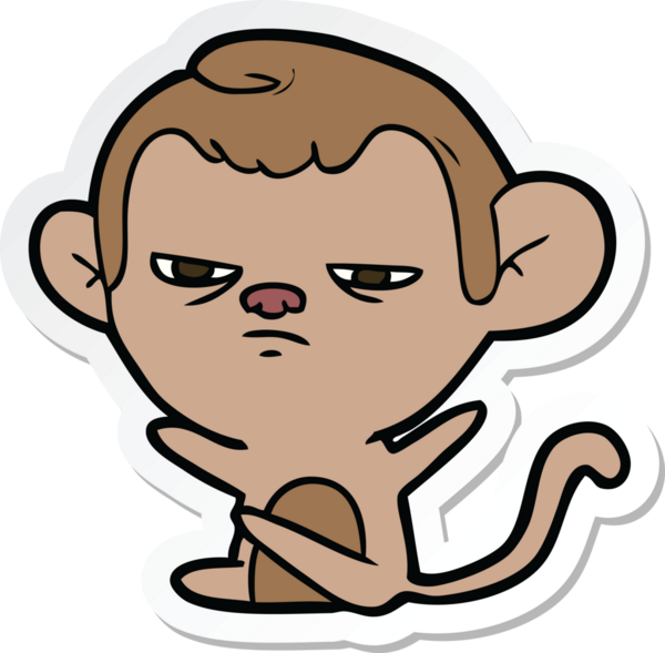 Bir insan tarafından çizilmiş çizgi film maymununun çıkartması.