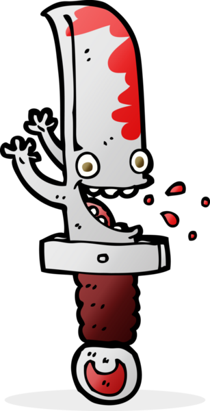 Bir insan tarafından çizilmiş çılgın bıçak çizgi film karakteri.