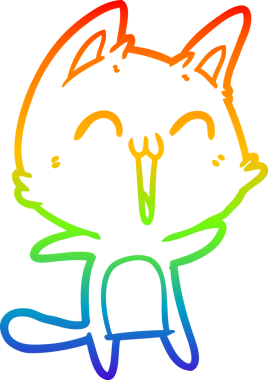 gökkuşağı gradyan çizimi mutlu çizgi film kedisi bir insan tarafından çizildi