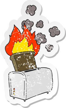 Bir insan tarafından çizilmiş yanmış bir karikatürün gerilimli yapıştırması.