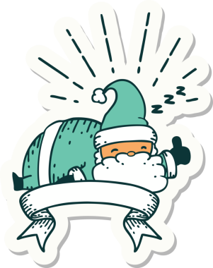 Bir insan tarafından çizilmiş dövme stili Noel Baba karakterinin çıkartması.