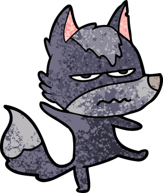 Bir insan tarafından çizilmiş rahatsız kurt çizgi filmi.