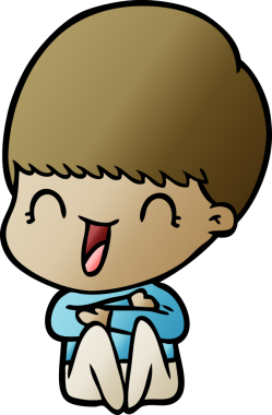 Bir insan tarafından çizilmiş mutlu çizgi film çocuğu.