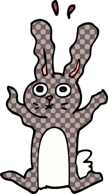 Çizgi film karalaması bir insan tarafından çizilmiş korkmuş tavşan.