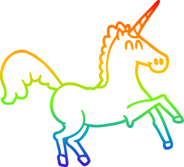 gökkuşağı gradyan çizgi çizimi bir insan tarafından çizilmiş tek boynuzlu at