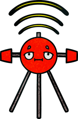 Bir insan tarafından çizilmiş bir uydunun retro grunge desen karikatürü