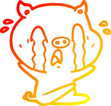 Bir insan tarafından çizilmiş, ağlayan bir domuz çizgi filmi.