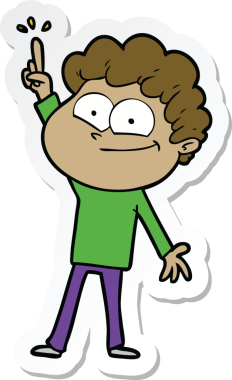 Bir insan tarafından çizilmiş mutlu bir adamın çıkartması.