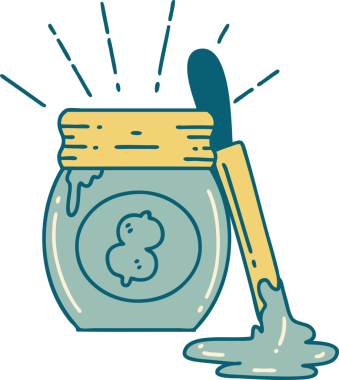 Bir insan tarafından çizilmiş geleneksel dövmeli fıstık ezmesi.