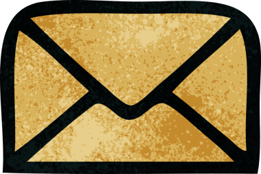 Bir insan tarafından çizilmiş kağıt zarfın retro grunge desen karikatürü.