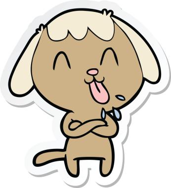 Bir insan tarafından çizilmiş şirin bir köpeğin çıkartması.