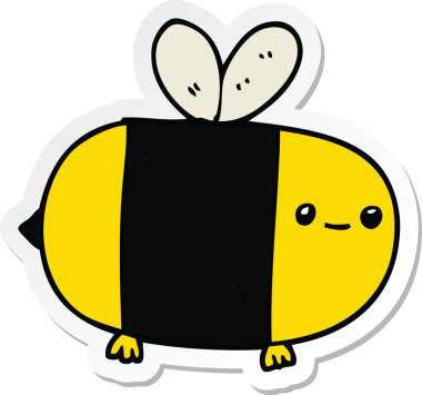 Bir insan tarafından çizilmiş şirin bir çizgi film arının çıkartması.