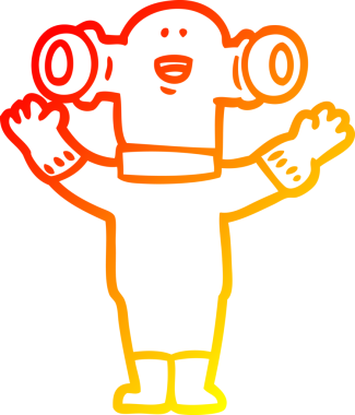 Bir insan tarafından çizilen dost canlısı bir uzaylı çizgi filminin çizimi.