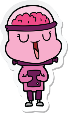 Bir insan tarafından çizilmiş mutlu çizgi film robotunun çıkartması.