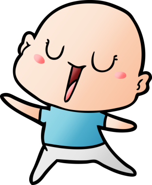 Bir insan tarafından çizilmiş mutlu, kel adam.