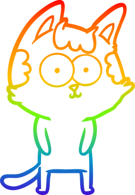 gökkuşağı gradyan çizimi mutlu çizgi film kedisi bir insan tarafından çizildi